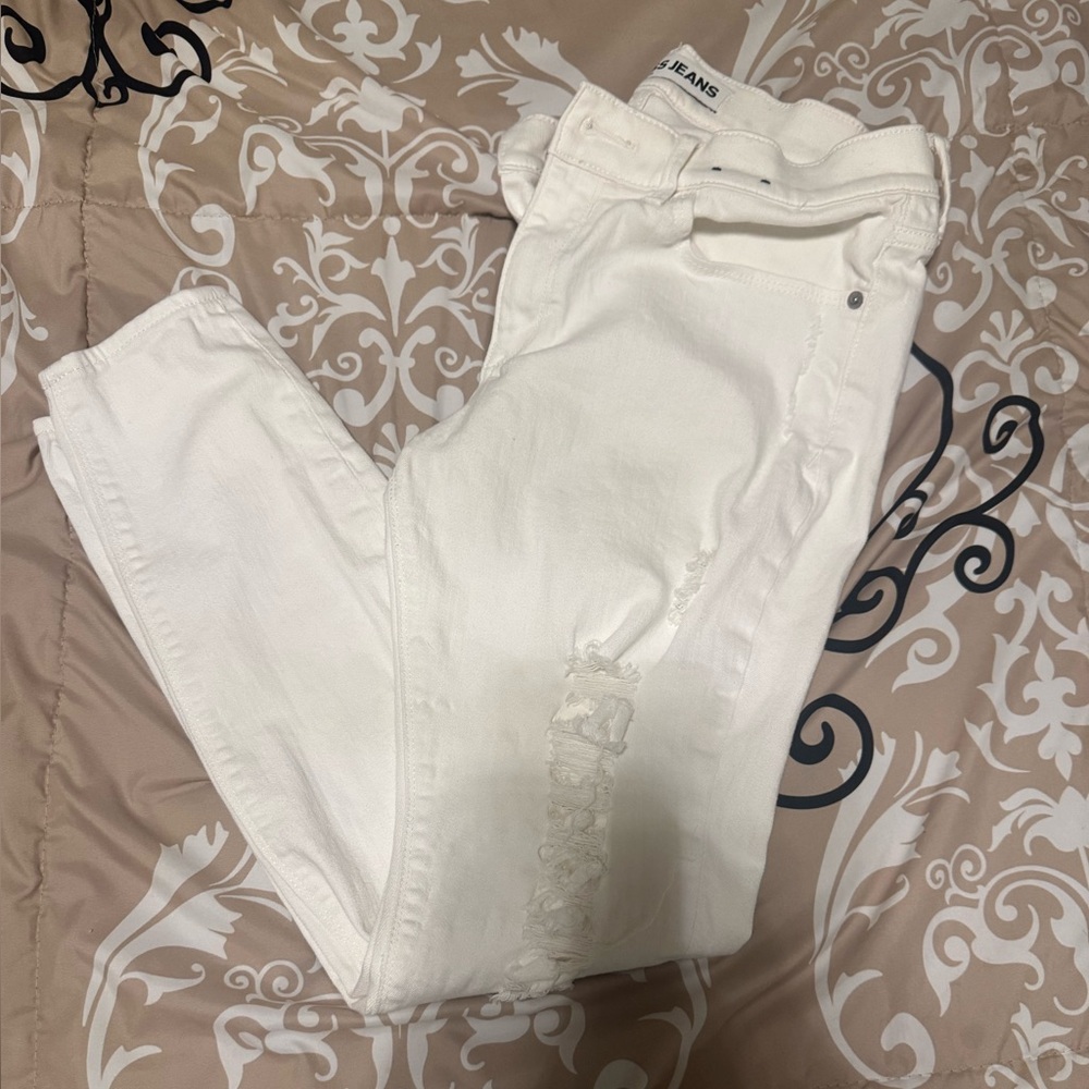 Express White Distressed Skinny Jean Leggings Size 10